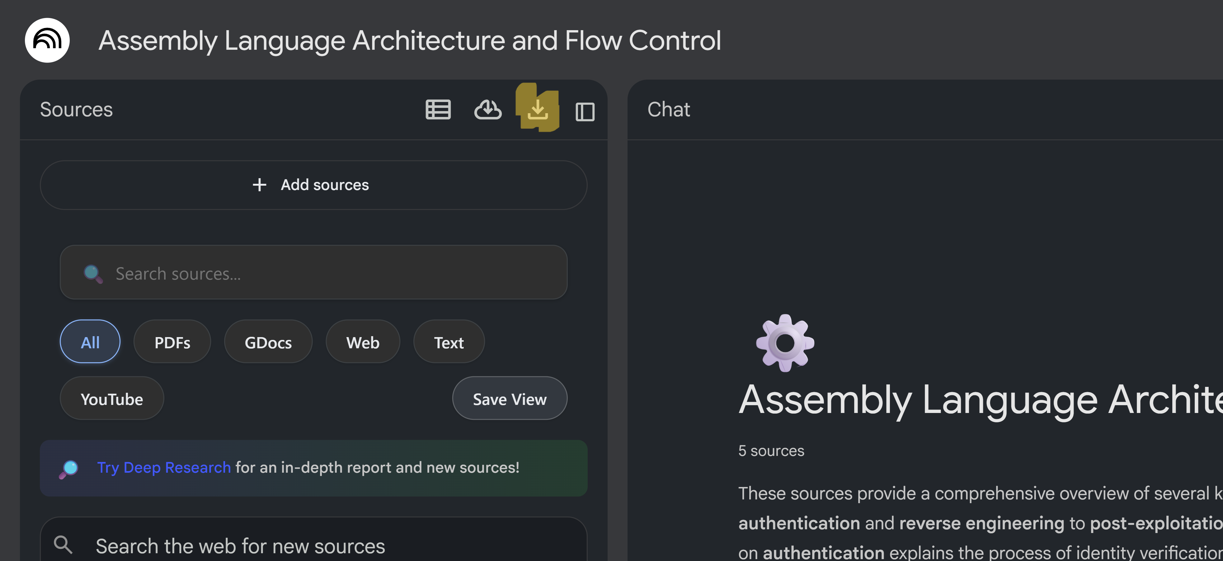 Export Sources Interface