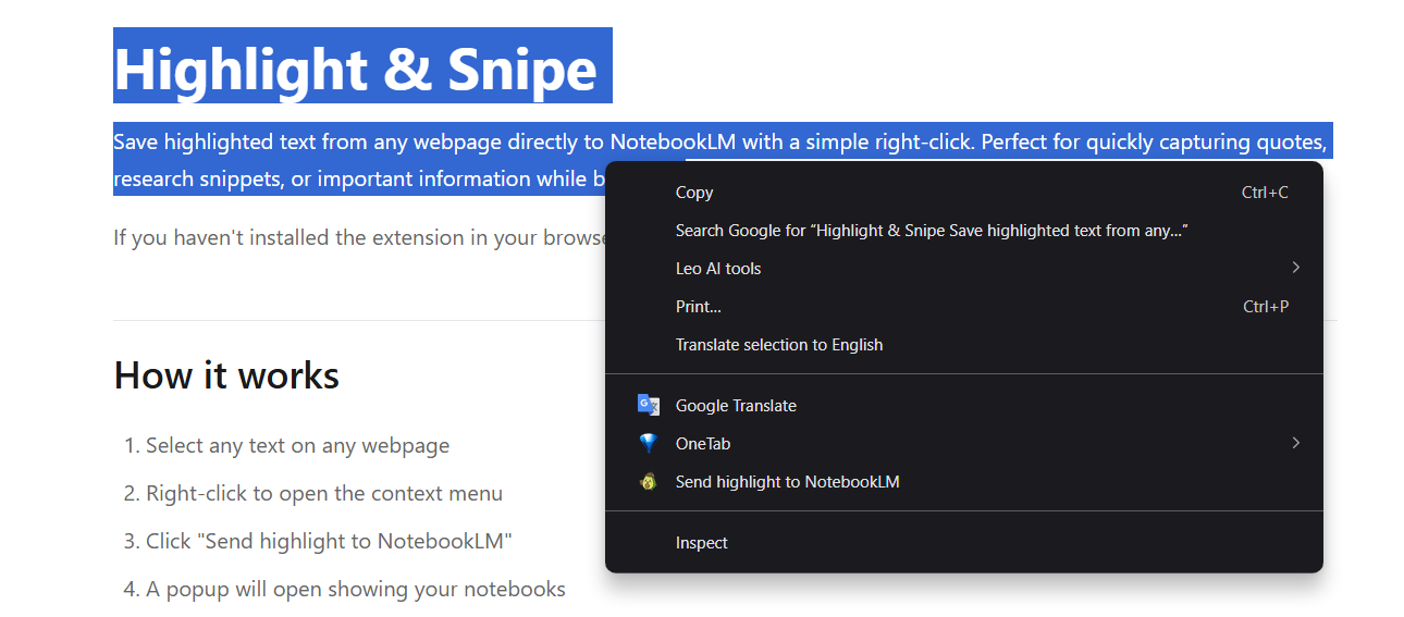 Context Menu with Highlight Option