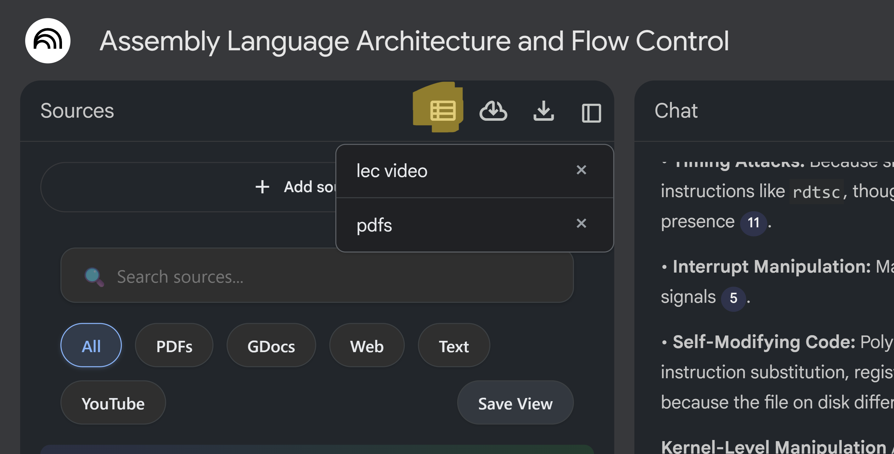 Source Views Interface