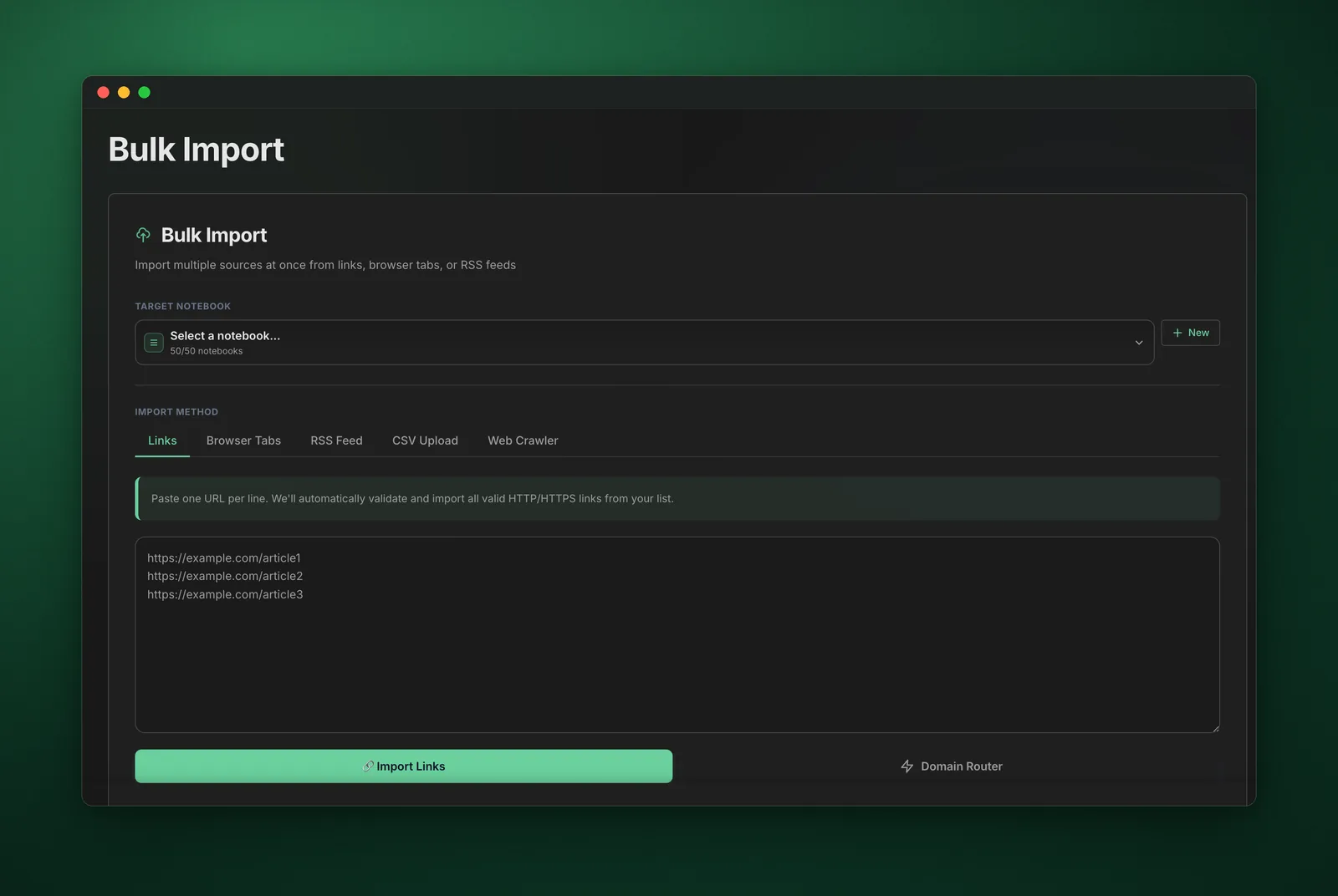 Bulk import