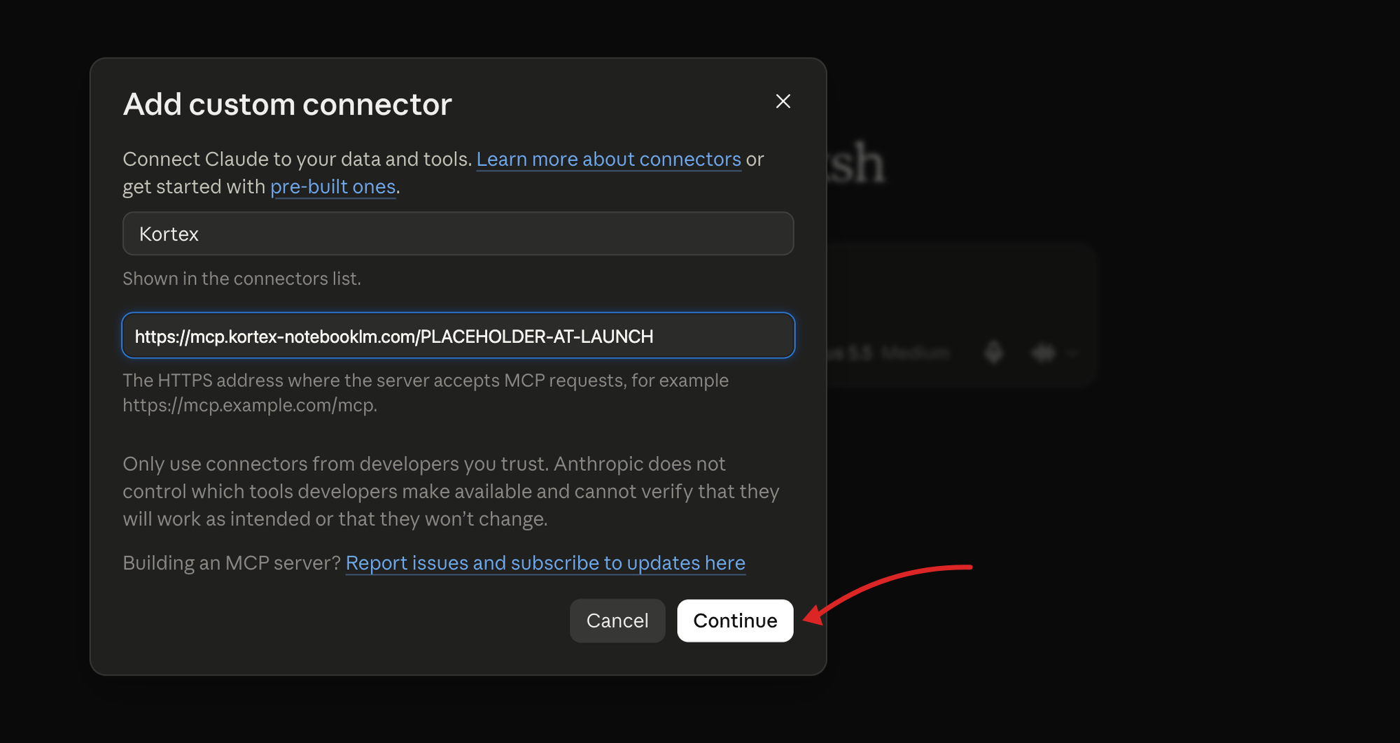 Naming the connector and giving it the endpoint