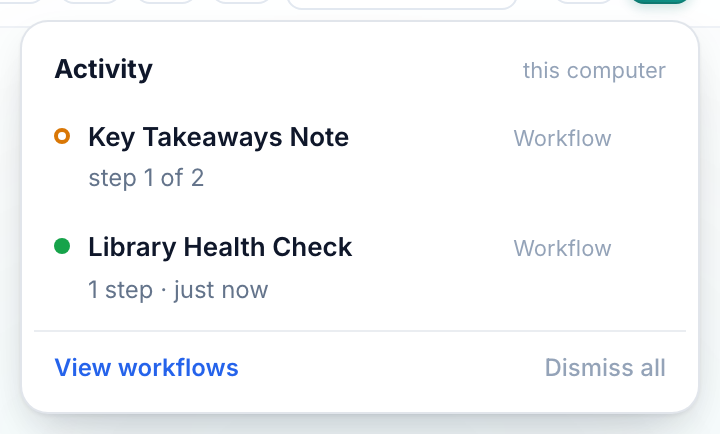 Activity, while a workflow runs