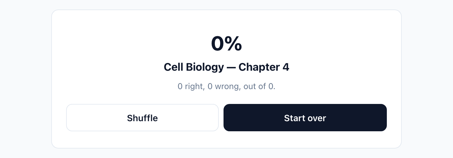Quiz panel in the chat